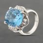 Second Hand Platinum 12.43ct Blue Topaz & 0.21ct Brilliant Cut Diamond Oval Dress Ring 43451016