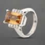 Second Hand Platinum 4.84ct Imperial Topaz & 0.43ct Square Cut Diamond Oblong Dress Ring 43451017