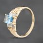 Second Hand 9ct Yellow Gold 1.00ct Blue Topaz & 0.03ct Diamond Dress Ring 43451022