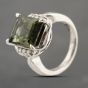 Second Hand Platinum 8.04ct Green Tourmaline & 0.16ct Diamond Rectangular Dress Ring 43461003
