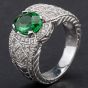 Second Hand 14ct White Gold Stunning Oval 2.05ct Tsavorite Garnet & 0.53ct Diamond Deco Style Ring 4347002