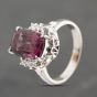 Second Hand Platinum 5.30ct Rhodolite Garnet & 0.10ct Brilliant Cut Diamond Cushion Shape Dress Ring 43471006