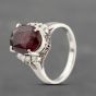 Second Hand Platinum 6.13ct Garnet & 0.13ct Diamond Oval Dress Ring 43471010