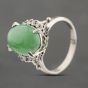 Second Hand Platinum Jade & 0.24ct Diamond Oval Dress Ring 43481000
