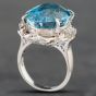 Second Hand Platinum Certificated 26.04ct Blue Topaz & 0.24ct Brilliant Cut Diamond Oval Dress Ring 43481008