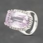 Second Hand Platinum 24.5ct Kunzite & 0.28ct Diamond Oblong Cushion Shape Cluster Ring 43501000