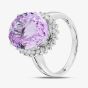 Second Hand Platinum 13.0ct Kunzite & 0.53ct Brilliant Cut Diamond Oval Cluster Ring 43501001