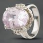 Second Hand Platinum 10.75ct Kunzite & 0.09ct Brilliant Cut Diamond Large Oval Cluster Ring 43501003