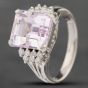 Second Hand Platinum Certificated 5.91ct Kunzite & 0.23ct Brilliant Cut Diamond Rectangular Dress Ring 43501007