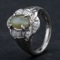 Second Hand Platinum 2.20ct Chrysoberyl & 0.60ct Diamond Cluster Ring 4351002