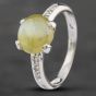 Second Hand 18ct White Gold 2.86ct Cabochon Chrysoberyl Cats Eye & 0.06ct Brilliant Cut Diamond Dress Ring 43511000