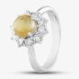 Second Hand Platinum 1.64ct Chrysoberyl Cats Eye & 0.62ct Brilliant Cut Diamond Round Cluster Ring 435115776
