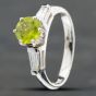 Second Hand 14ct Yellow Gold 1.03ct Peridot & Baguette Cut Diamond Shoulder Set Solitaire Ring 43541000