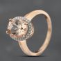 Second Hand 9ct Rose Gold Morganite & 0.16ct Diamond Oval Cluster Ring 43551000