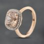 Second Hand 9ct Rose Gold 4.00ct Morganite & 0.15ct Diamond Cushion Shaped Cluster Ring 43551001
