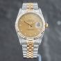 Second Hand Rolex Mens Datejust Gold Dial Two Colour Bracelet Watch 16233