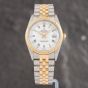 Second Hand Rolex Mens Datejust White Dial Two Colour Bracelet Watch 15223