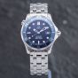 Second Hand OMEGA Mens Seamaster Blue Dial Silver Bracelet Watch 25618000