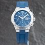 Second Hand Baume & Mercier Mens Riviera Blue Dial Rubber Strap Watch 10623