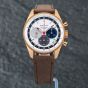 Second Hand Zenith Mens Chronomaster Original 18ct Rose Gold Silver Dial Leather Strap Watch 18.3200.3600/69.C901