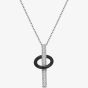 Fei Liu Silver Cubic Zirconia Circular Onyx Pendant OYX-925R-301-CZ00