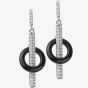 Fei Liu Silver Onyx Circle Cubic Zirconia Dropper Earrings OYX-925R-201-CZ00