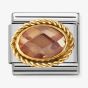 Nomination CLASSIC Gold Faceted Oval Champagne Stone Charm 030602/024