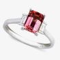 9ct White Gold Baguette-cut  Ruby and Diamond Trilogy Ring 8889/9W/DQ10R