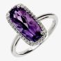 9ct White Gold Amethyst Oblong Cluster Ring 9DR324-AM-W