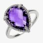 9ct White Gold Amethyst Pear Cluster Ring 9DR329-AM-W