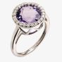 9ct White Gold Diamond Amethyst Round Cluster Ring 9DR390-AM-W