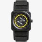 Bell & Ross Mens Limited Edition Helipad Yellow Rubber Strap Watch BR03A-HE-CE/SRB