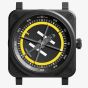 Bell & Ross Mens Limited Edition Helipad Yellow Rubber Strap Watch BR03A-HE-CE/SRB