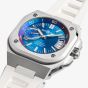 Bell & Ross Mens BR-X5 Iridescent White Rubber Strap Watch BRX5R-IRS-ST/SRB