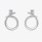 Fei Liu Iridiana Silver Plain Cubic Zirconia Swirl Earrings COR-925R-201-CZ00
