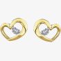 9ct Yellow Gold 0.10ct Diamond Heart Stud Earrings E3113YW/10-9