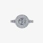 Platinum 0.77ct Diamond Dual-Shoulder Halo Cluster Ring (M) ENG5053