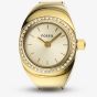 Fossil Ladies Gold Tone Diamond Bezel Ring Watch ES5319
