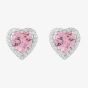 Starbright Sterling Silver Heart Shaped Cubic Zirconia Halo Stud Earrings THB-03E PK