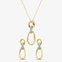 9ct Yellow Gold Pave Diamond Oval Linked Jewellery Set THE44320-08NJ & THP44319-05NJ