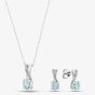 9ct White Gold Aquamarine & Diamond Jewellery Set