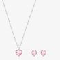 Silver Pink Crystal Heart Jewellery Set