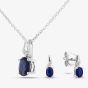 9ct White Gold Oval Sapphire & Diamond Twist Jewellery Set