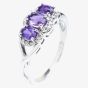 9ct White Gold Amethyst and Diamond Triple Cluster Twist Ring 51Y38WG/2-10
