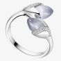 FEI LUI Magnolia Sterling Silver Double Stone Open Ring (M) MAG-925R-002-CEGY M