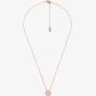 Michael Kors Ladies Premium Rose Gold Plated Cubic Zirconia Circle Logo Pendant Necklace MKC1388AN791
