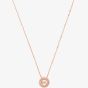 Michael Kors Ladies Premium Rose Gold Plated Cubic Zirconia Circle Logo Pendant Necklace MKC1388AN791