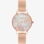 Olivia Burton Abstract Florals Rose Gold Tone Mesh Watch OB16VM11