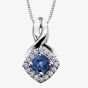 9ct White Gold Sapphire and Diamond Cushion Cluster Pendant P2351W/9-10
