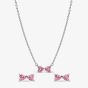 PANDORA Pink Bow Jewellery Set 394235C01-45 & 293505C01